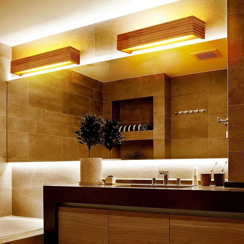 Japanese Style LED Lamp Oak Wooden Wall Lamp Nordic Solid Wood Mirror Nordic Wooden Wall Lamp (WH-OR-62)