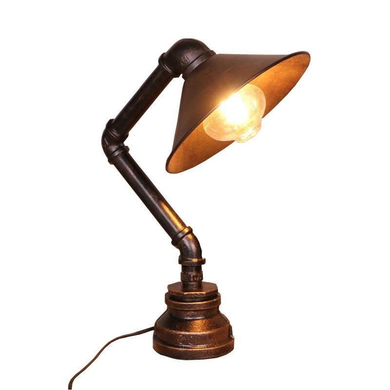 Industrial Steam Punk Study Light 110V 220V Switching E27 Table Light Water Pipe Iron Desk Table Lamp (WH-VTB-28)