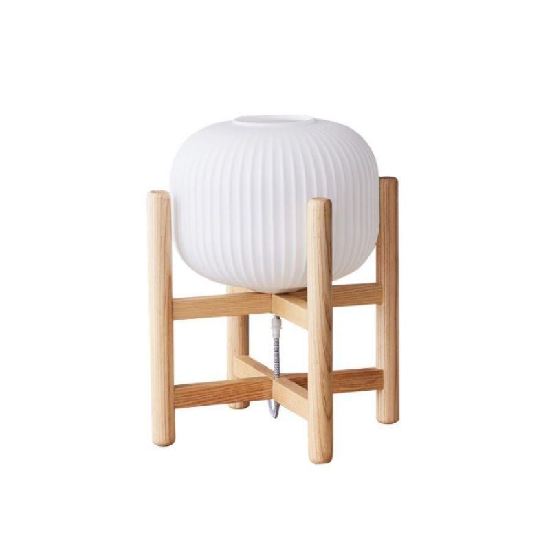 Modern Creative Table Lamp with Wood Base Bedside Nightstand Lamp