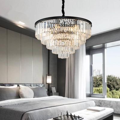 Suspension Rh Crystal Luminaire Gold Black Modern Chandelier Crystal Light (WH-AP-94)