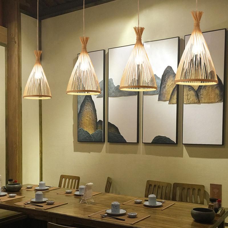 Classic Bamboo Chandelier Woven Bamboo Light Bamboo Hanging Lamp for Home Lampara Techo