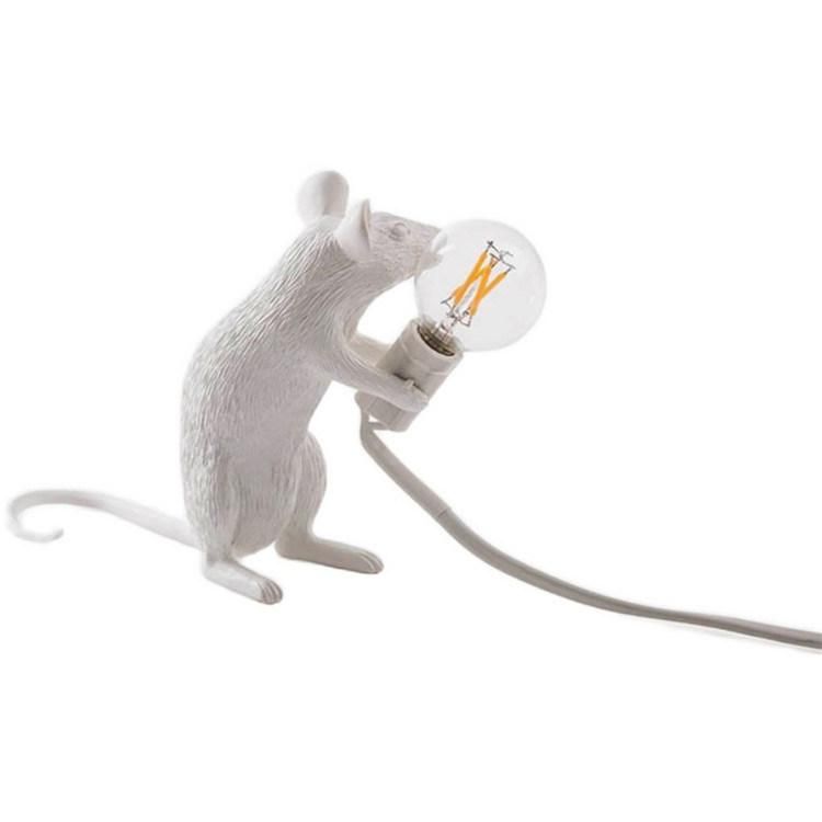White Resin Animal Little Mouce Table Lamp