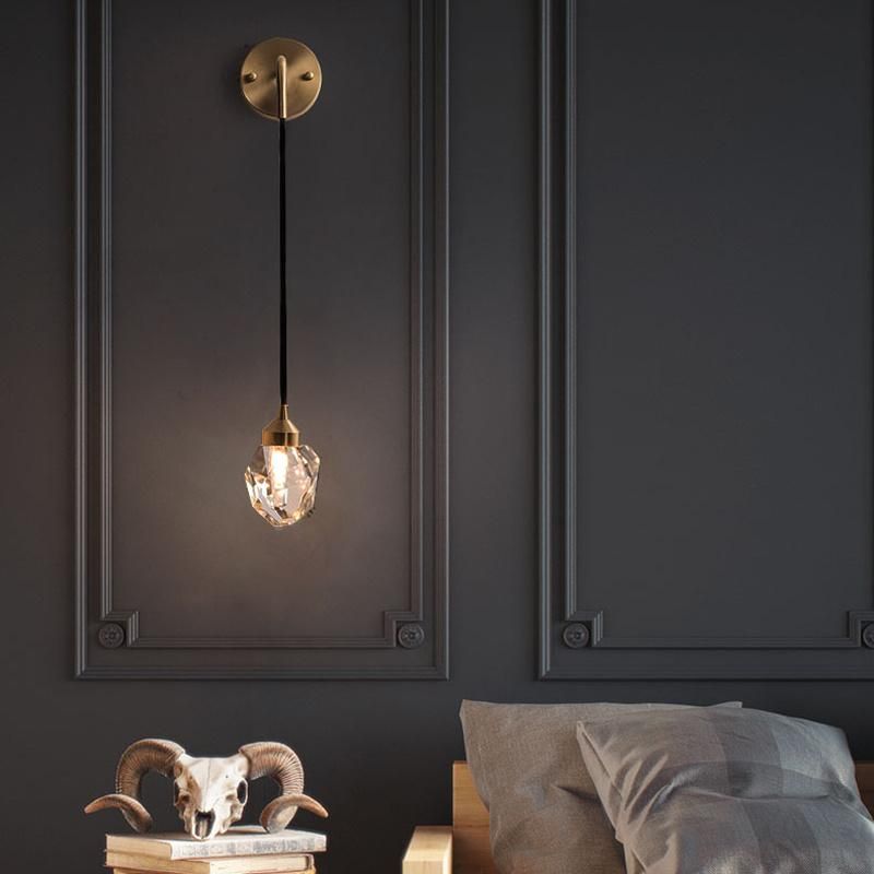 Light Luxury Crystal Light LED Bedroom Bedside Lamp Warm Background Wall Lamp