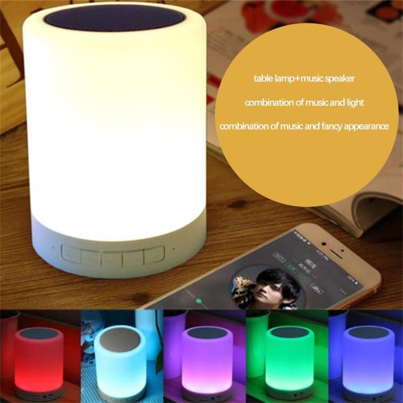 LED Smart Portable Bedside Table Lamp Color Night Light with Wireless Music Lighting