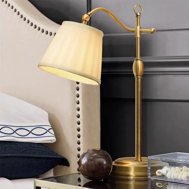 American Nordic Small Table Lamp Bedroom Creative Retro Simple Modern Warm European Light Luxury Pleated Bedside Lamp
