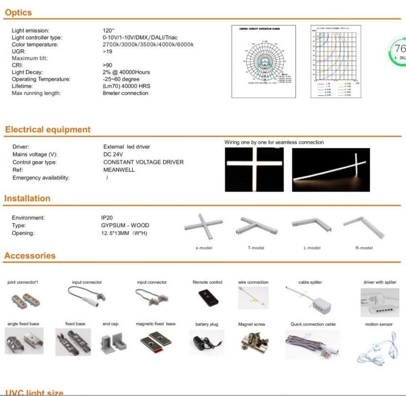 Silm LED Linear Light Ls1213b-100+UVC Linear Light