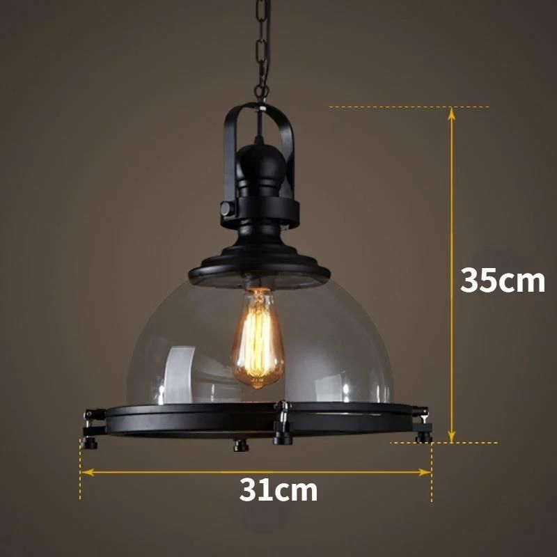 Loft Industrial Iron Glass Pendant Lamp Living Room Bar Cafe Clothing Retro Pendant Light (WH-VP-131)