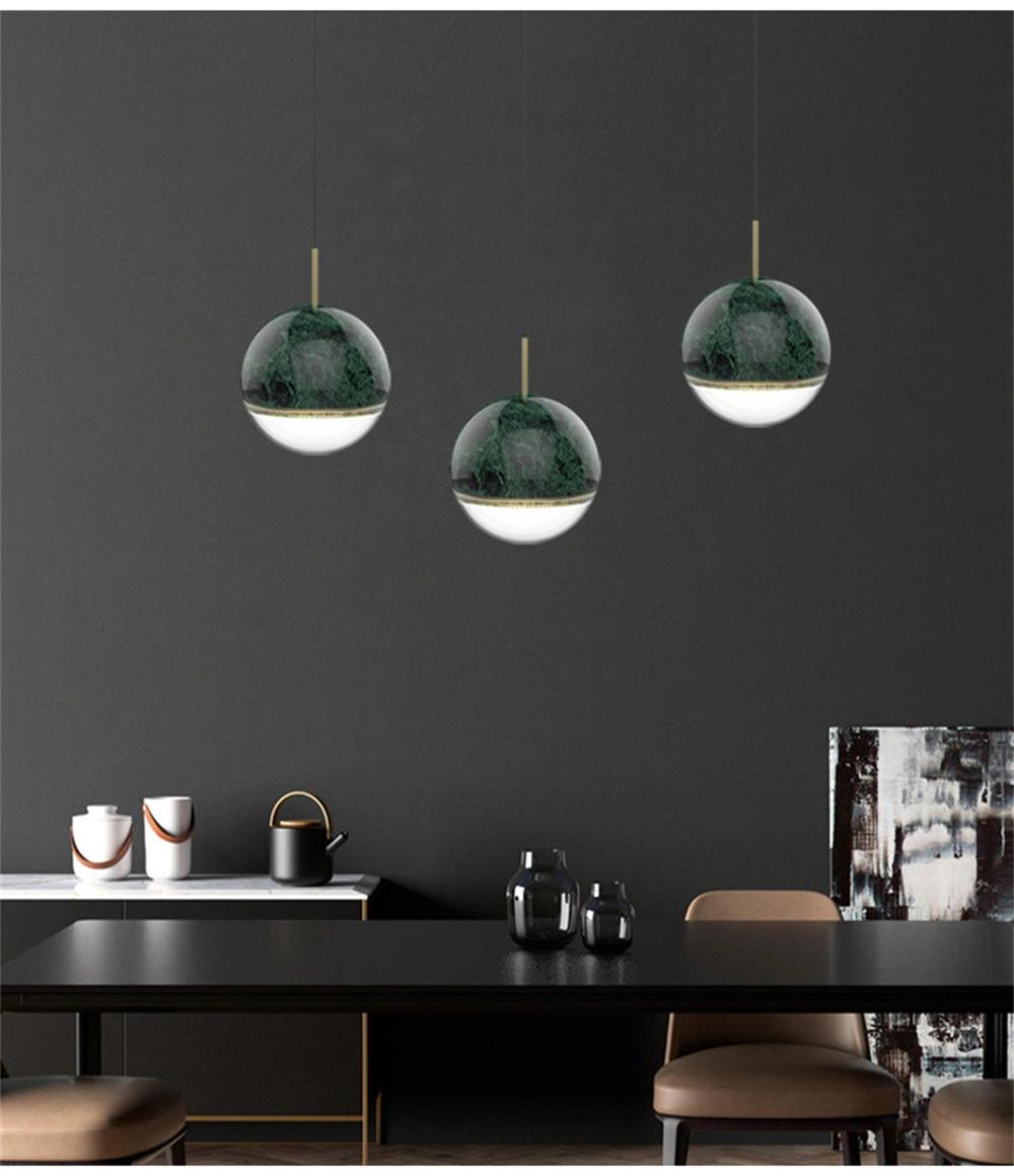 Simple Marble Texture Pendant Lamp Modern Crystal Ball Small Droplight Loft Black White Green Sphere Cord Pendant Light