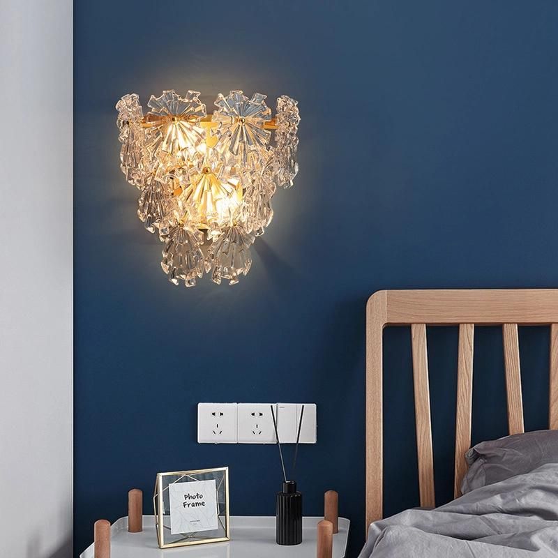 Luxury Glass Wall Lamp Nordic Postmodern Bedroom Bedside Background Sconce Lamp (WH-OR-75)