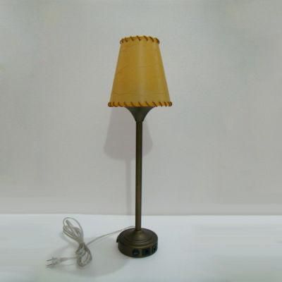 Metal Rod Antique Brass Painted Finish and Parchment Shade Table Lamp.