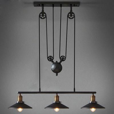 Retro Vintage Pully Pendant Lights Fixture Loft American Black Hanging Lamp (WH-VP-130)