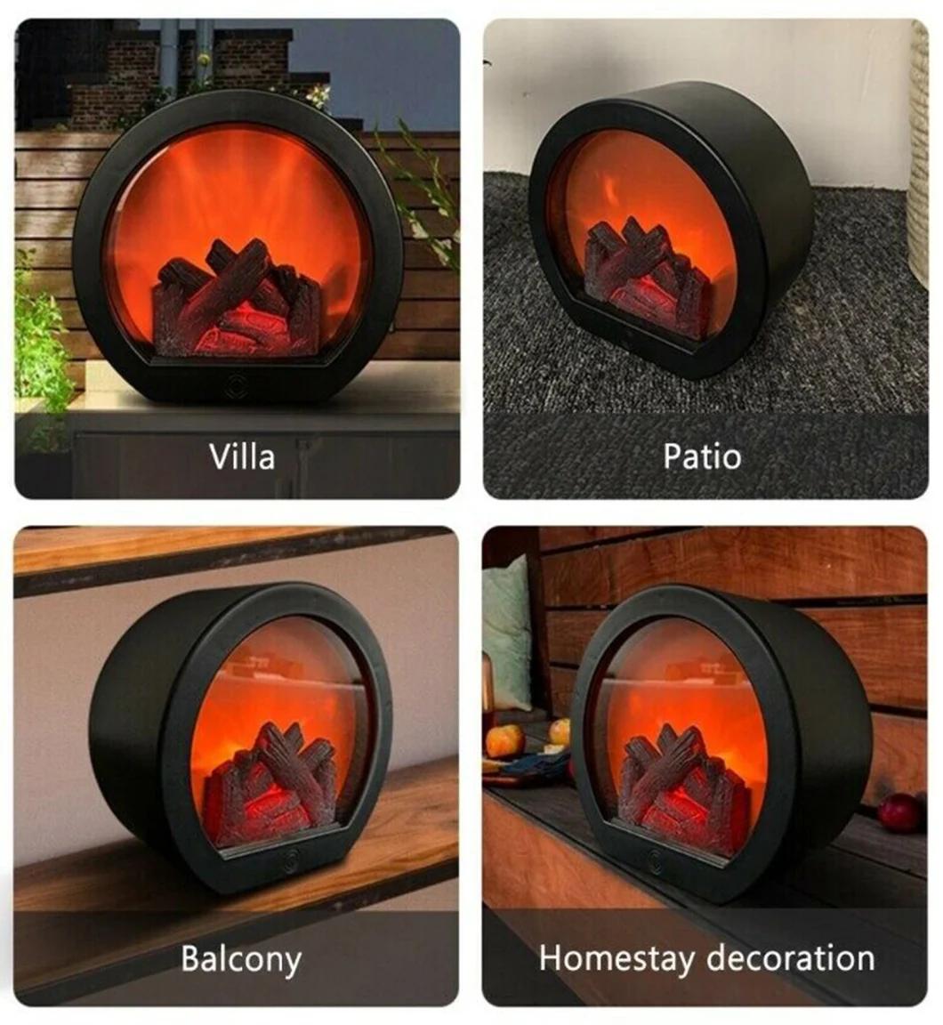 New Fireplace Firewood Simulation Home Decoration Desktop Night Light Lamp