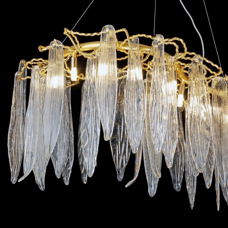 Rustic Manufactory Round Shape Handmade Stair Copper Crystal Ceiling Pendant Lamp Chandelier Lighting