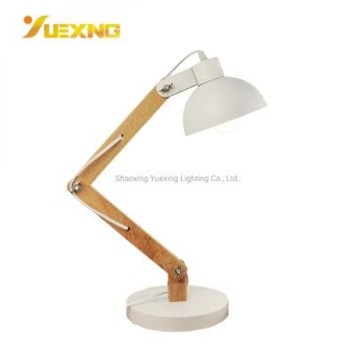Adjustable Industrial Wooden Iron E27 Max50W Table Light Desk Lamp for Home