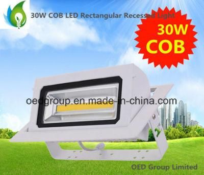 30W COB LED Rectangular Recessed Wallwasher with 90 Deg. Rotatable and Viewing Angle 120