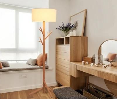 Nordic Solid Wood Three-Legged Floor Lamp Japanese Korean Living Room Hanger Floor Lamp Bedroom Study Simple Creative Vertical Lamp