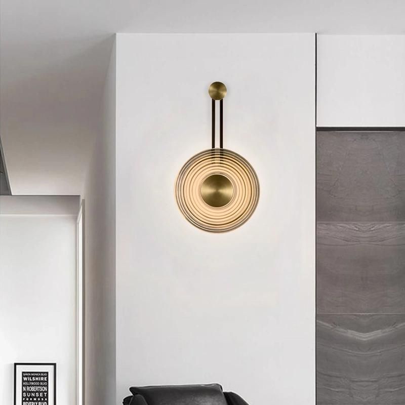 Modern Minimalist Clock Shape Wall Lamp Glass Bedroom Bedside Design Wall Light (WH-OR-145)