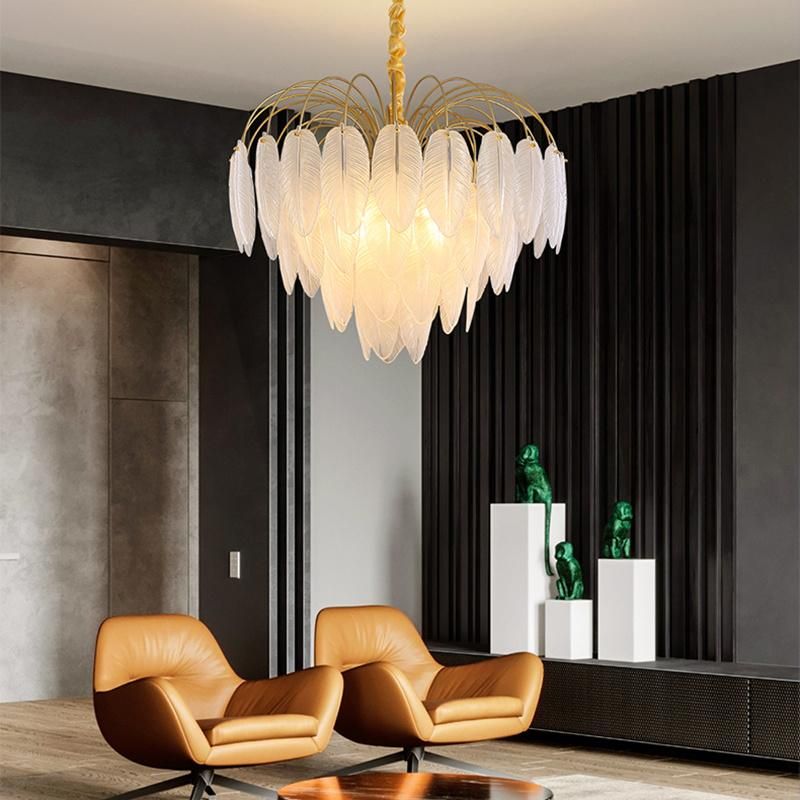 Leaf Shape Crystal Chandelier Bedroom Dining Room Retro Pendant Lamp