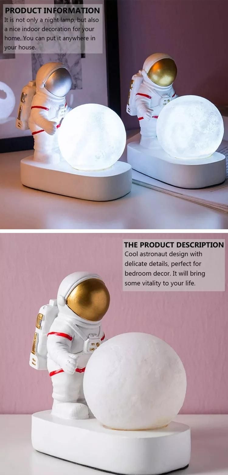 Amazon Hot Sale Resin Cloud Astronaut Figure Gift Room Bedroom Decor LED Night Light for Kids