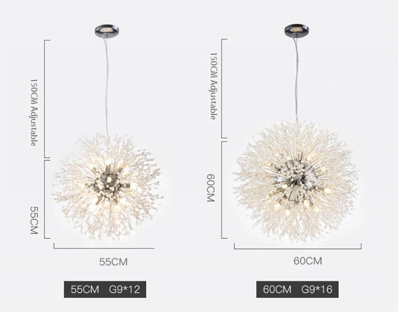 Modern Crystal LED G9 Dandelion Chandelier Lighting for Dining Room / Restaurant / Shops