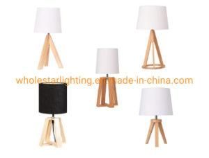 Mini Wood Table Lamp with Fabric Shade (WHT-956S)