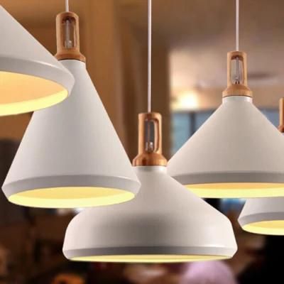 Most Popular Products White or Black Pendant Iron Lighting Vintage Bulb Pendant for Home Decor Wood Top Antique Pendant Lamps