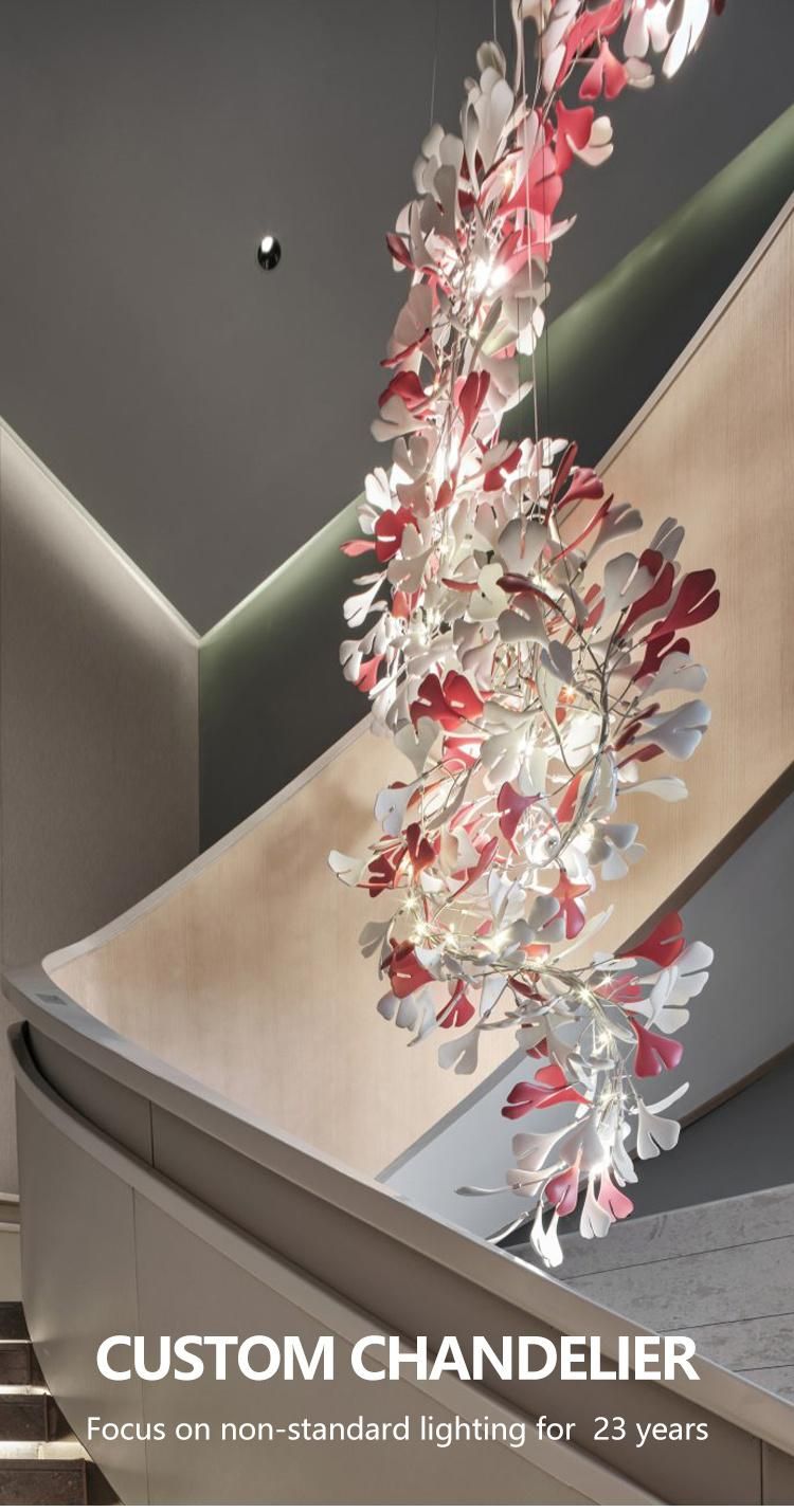 Nordic Style Flower Shape Decoration Long Staircase Wedding Large Custom Unique Lamp Office Chandelier