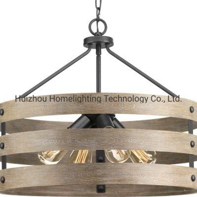 Jlp-5011c Rustic Accent Circular 4-Light Pendant Hanging Lamp