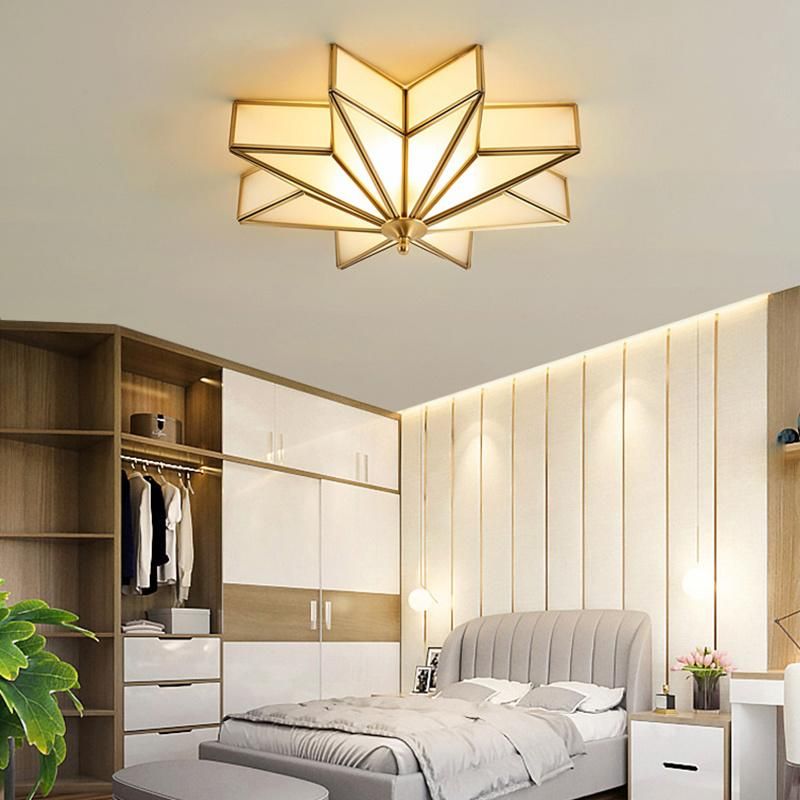 Copper Ceiling Light Bedroom Lamp American Simple Modern Creative Star Corridor Room Light