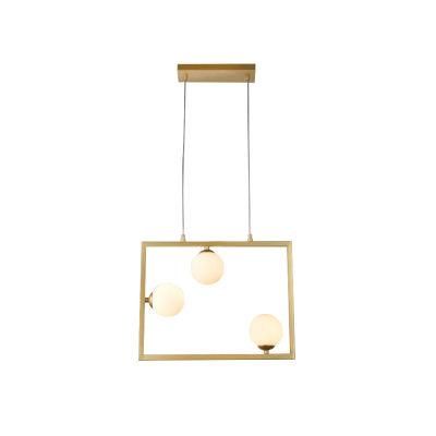 Three Lite Opal Ball G9 Pendant Lamp in Gold Finish