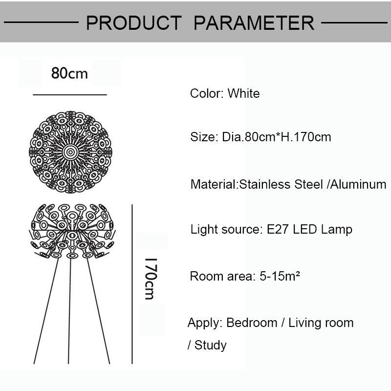 Modern Personality Floor Lights White Living Room Bedroom Study Dandelion Floor Lamp (WH-MFL-155)