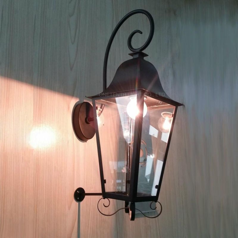 Classical and Decorative Antique Copper Lantern Hurricane Lamp Wall Sconces for Restaurant