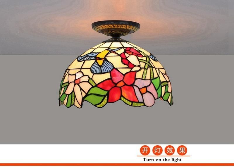 European Countryside Bird Tiffany Multi-Color Glass Restaurant Bedroom Corridor Glass Ceiling Light (WH-TA-23)