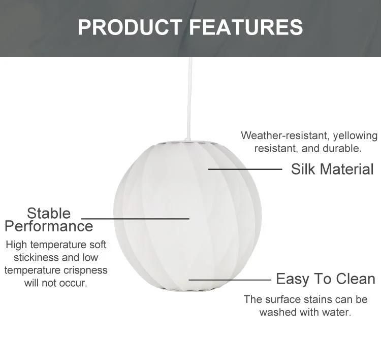Modern Simple Hotel Home Dining Room Decorative Chandelier Round Silk Pendant Lamp
