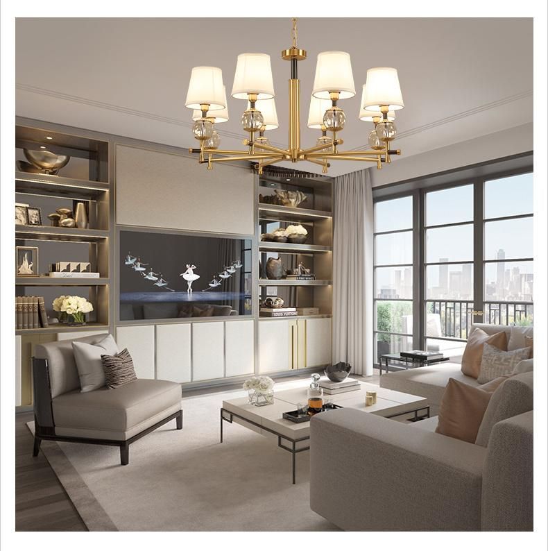 American Copper Living Room European Crystal Copper Bedroom Restaurant Simple Copper Chandelier Pendant Lighting