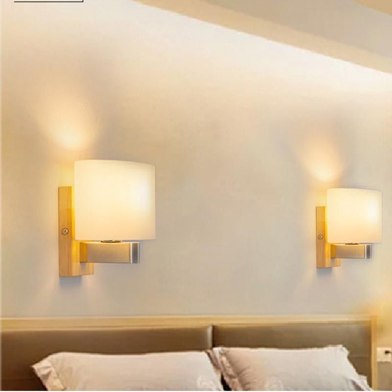 Simple Bedhead Wall Lamp Creative Hotel Room Bedroom Study Wood Light