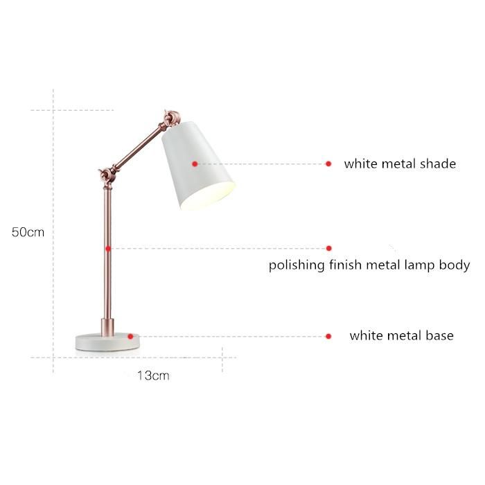Modern Gold Nad Black Bedroom Desk Table Lamp with Adjustable Angle