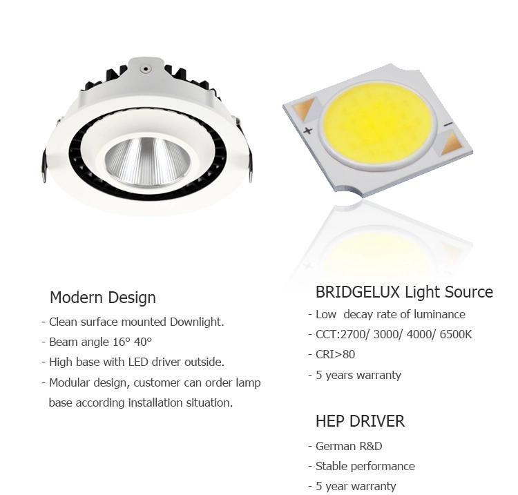 High Quality 5years Warranty Round Recessed 25W COB LED Downlight