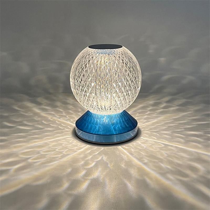 Round Crystal Lamp LED Bedroom Head of Bed Creative Simple Touch Rechargeable USB Small Night Light