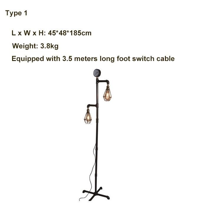 LED Creative Foot Switch Industrial Retro Pipe Floor Lamp