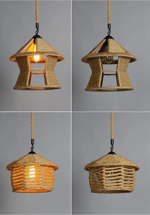 Indoor Lighting Pendant Lamp Rattan Pendant Light Hemp Rope Kitchen Pendant Lighting