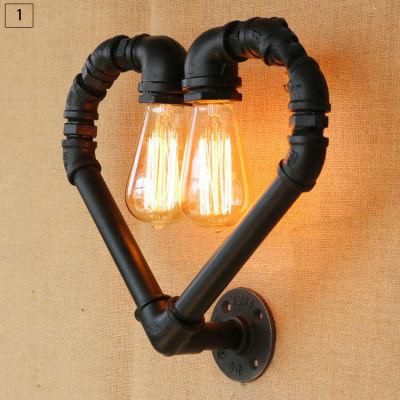 Creative Vintage Pipe Wall Light Loft Edison Industry E27 Light Bar Heart Wall Lamp (WH-VR-34)