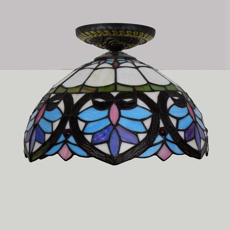 European Style Vintage Baroque Ceiling Lamp Stained Glass Light LED Surface Mounted Ceiling Light (WH-TA-26)