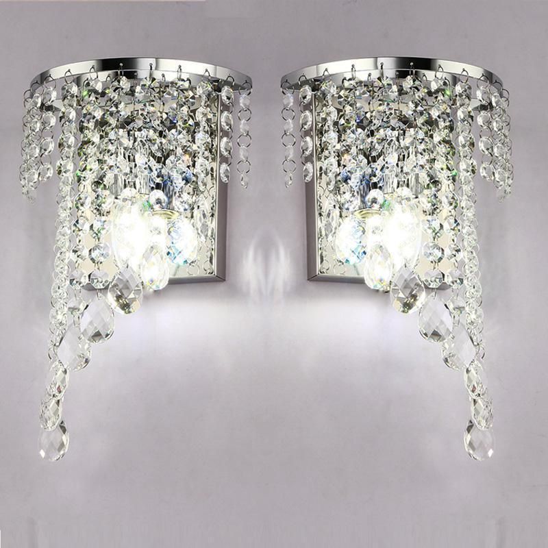 Indoor Home Sconce Crystal Wall Light Chrome Left Right Silver Wall Lamp Sconce (WH-OR-154)