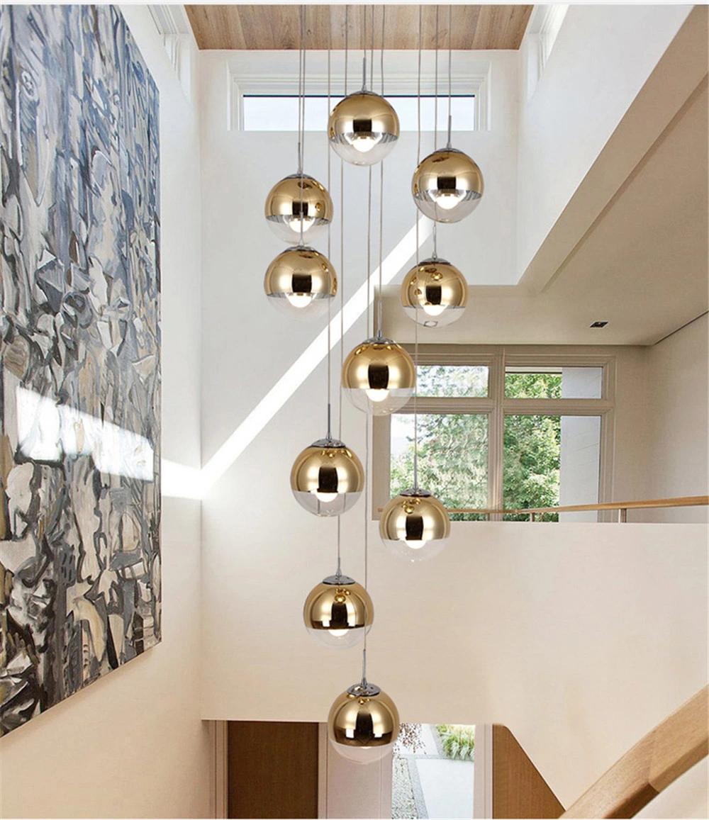 Modern Pendant Lights Silver Mirror Ball Pendant Lamp Globe Glass LED Lamp Living Room Bedroom Home Kitchen Hanging Lamps