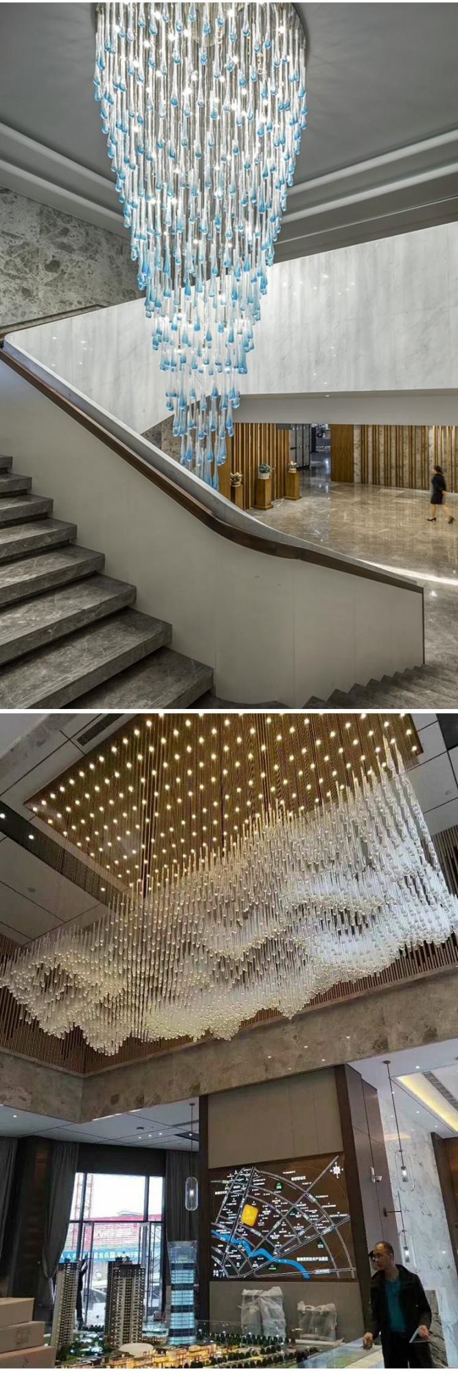 Nordic Style Banquet Hall Villa Weeding Big Luxury Glass Custom Chandelier Light