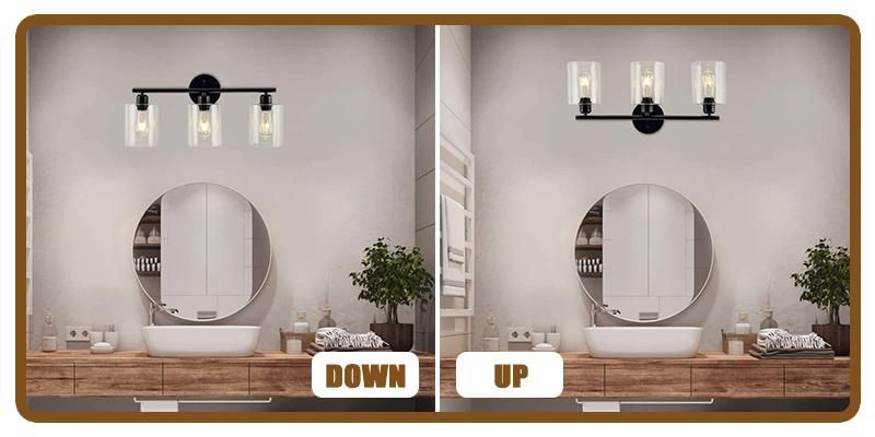 Langde Factory Supply 2 Head Vanity Light Black Iron Body Bathroom Mirror Wall Lamp Ldm5010-2