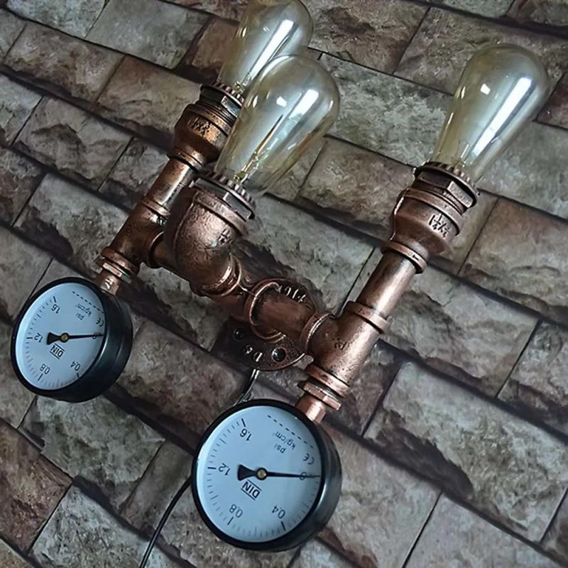 Vintage Industrial Water Pipe Wall Light Retro E27 Edison Wrought Iron Steampunk Lamp (WH-VR-90)