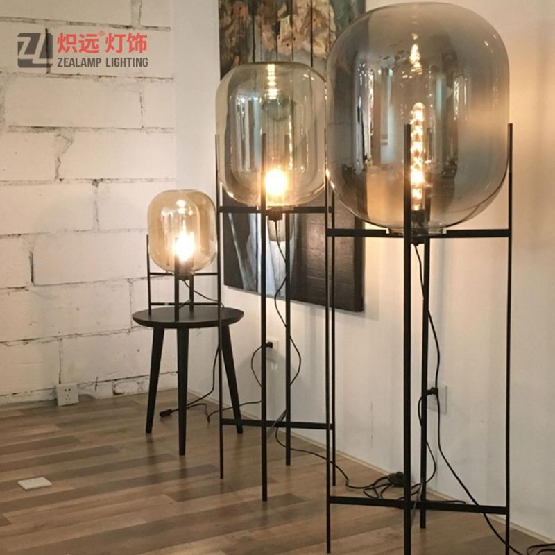 Modern Design Iron Standing Glass Shade Floor Lamp for Hotel