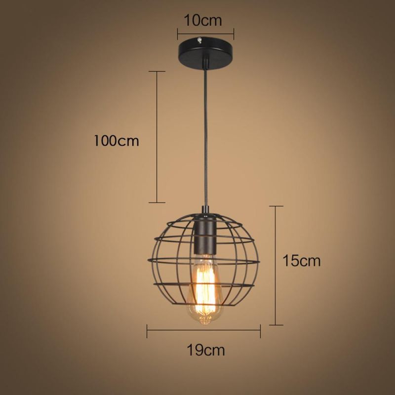 Industrial Pendant Light Edison Hanging Cage Pendant Lights E26 E27 Base Vintage Adjustable Pendant Lamp Fixture for Home Light